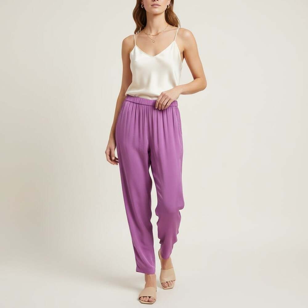 Silk Studio Claude Bennett Fuchsia Silk Tapered Pants Vintage XS